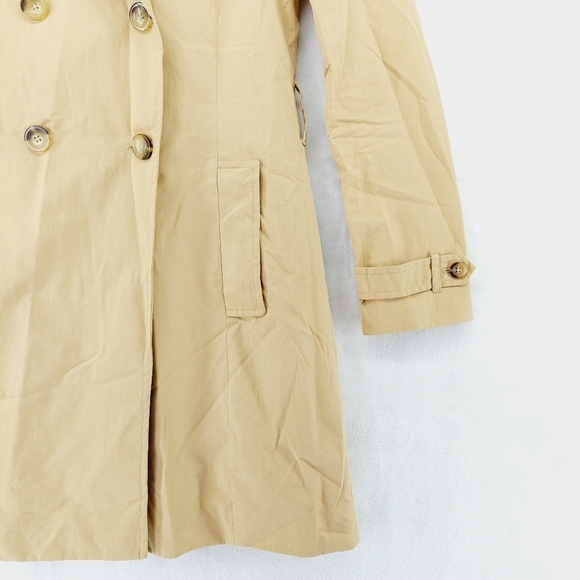 J. Crew Tan Button Up Pocket Long Notched Collar Trench Coat Jacket P2683 - Picture 4 of 8